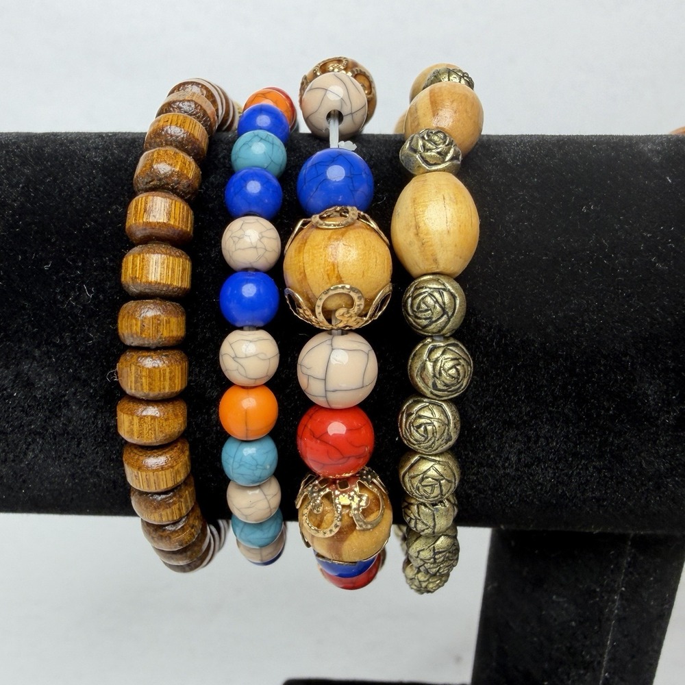 Tree Of Life Bracelets 3 Sets of 4 Each Set Hand Crafted Beautiful Colors Boho - Picture 8 of 9